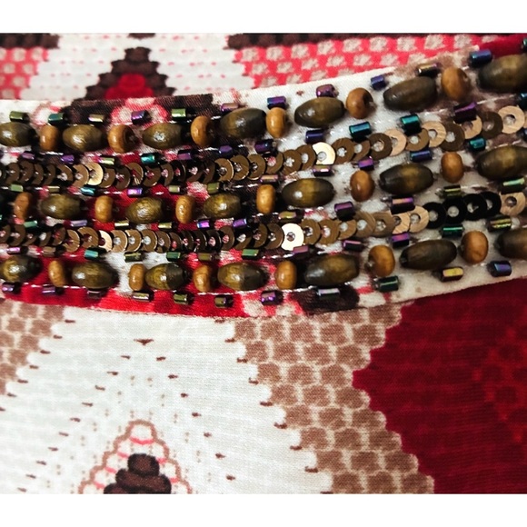 Chico's Beaded Sequin Slit Sleeve Aztec Shift Dress 1 Medium - Picture 5 of 8